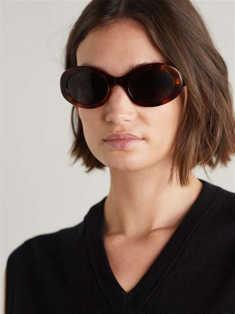 celine triomphe oval-frame tortoiseshell acetate sunglasses|CELINE EYEWEAR Triomphe oval.